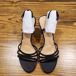 Jewel Badgley Mischka Kathryn Bejeweled Stiletto Sandal Black Size 10 NWT
